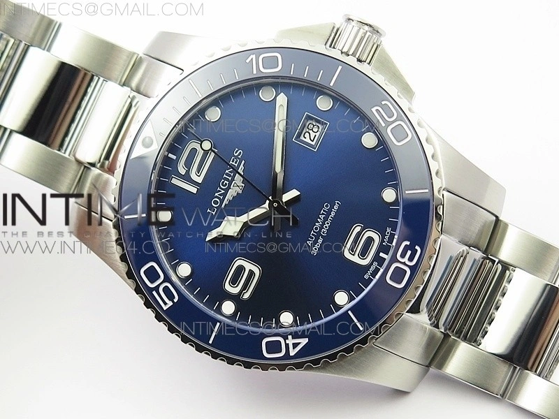 Conquest L3.840.4.56.6 Real Ceramic Bezel SS ZF 1:1 Best Edition Blue dial On SS Bracelet A2824